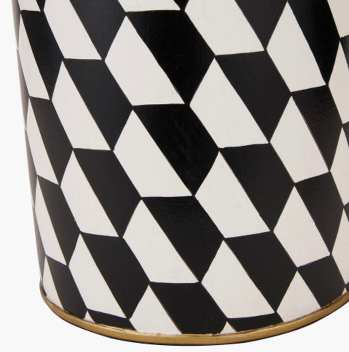 Victor Black and White Geometric Hand Painted Metal Table Lamp Base