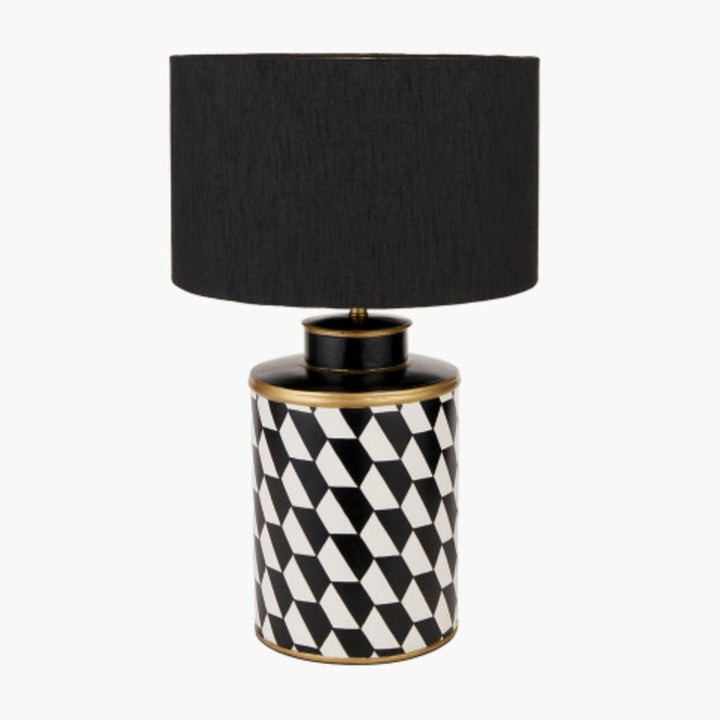 Victor Black and White Geometric Hand Painted Metal Table Lamp Base