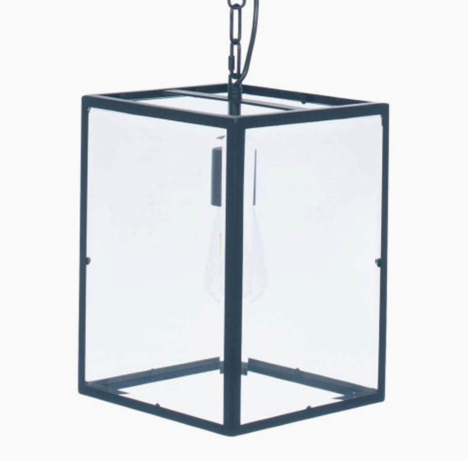 Llewellyn Matt Black Metal and Glass Pendant