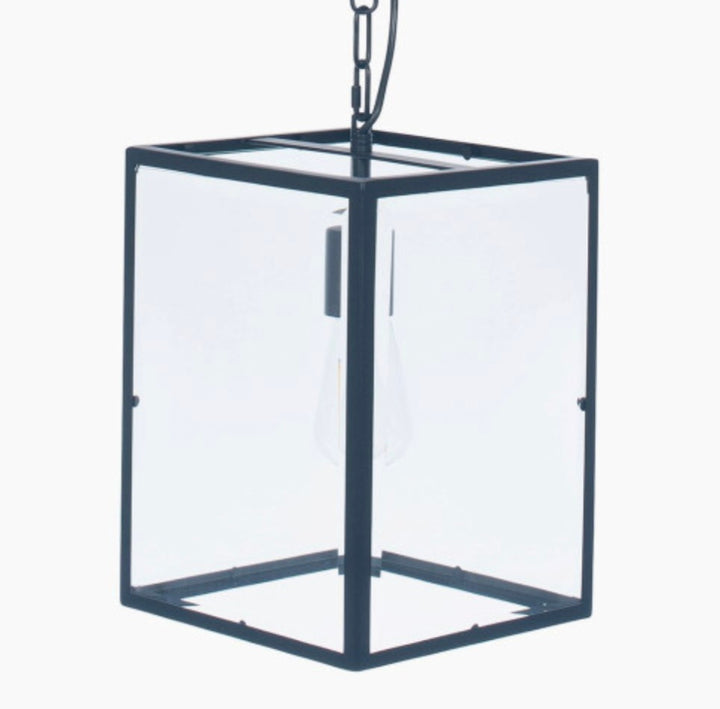 Llewellyn Matt Black Metal and Glass Pendant