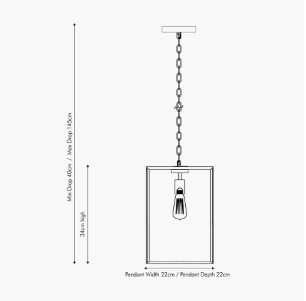 Llewellyn Matt Black Metal and Glass Pendant