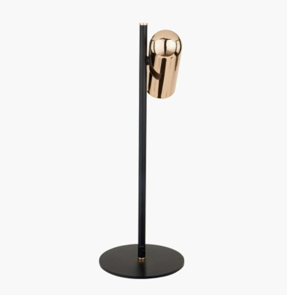 Xena Black and Rose Gold Metal LED Table Lamp