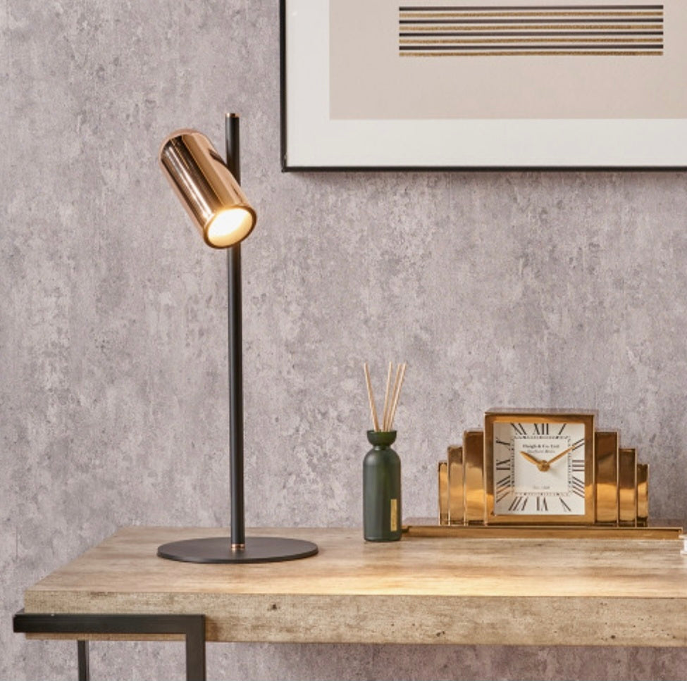 Xena Black and Rose Gold Metal LED Table Lamp