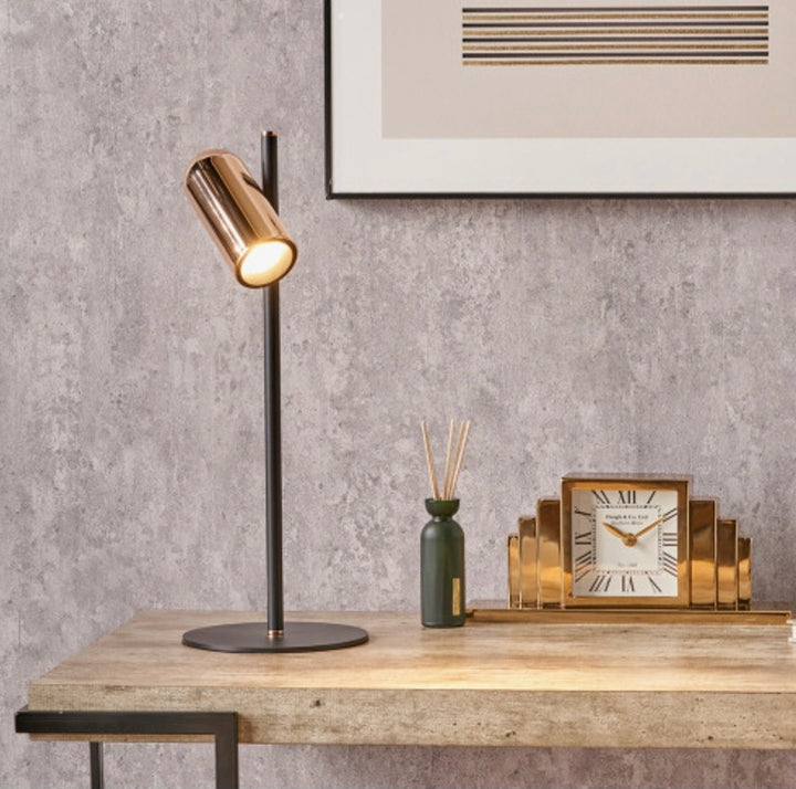 Xena Black and Rose Gold Metal LED Table Lamp