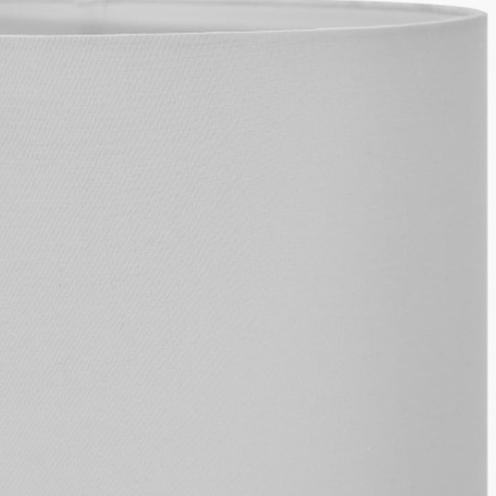 Maximo Matt Black and Antique Brass Cube Design Table Lamp Base with Harry 35cm Ivory Cotton Mix Cylinder Lampshade