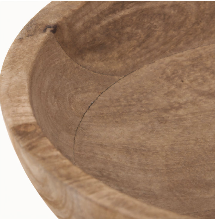 Natural Handcarved Mango Wood Bowl with Raised Base