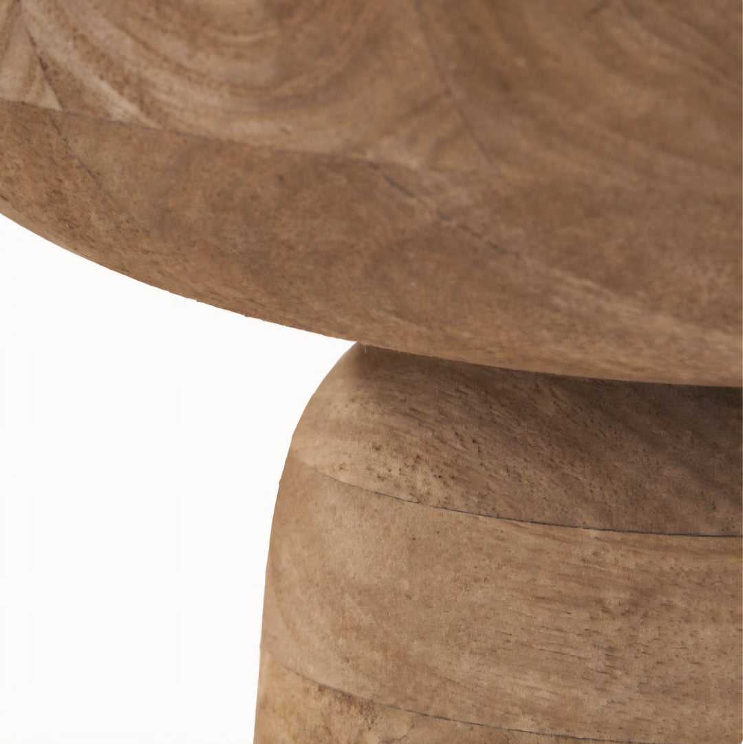 Natural Handcarved Mango Wood Bowl with Raised Base