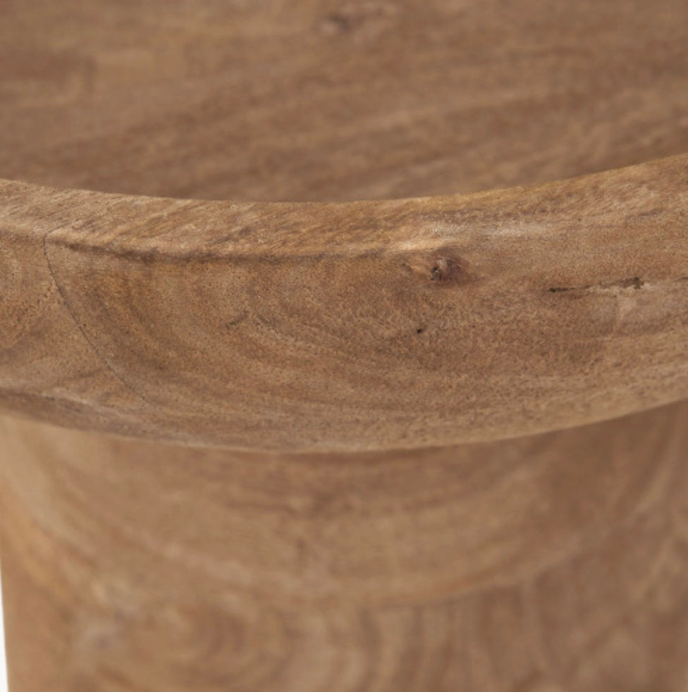 Natural Handcarved Mango Wood Bowl with Raised Base