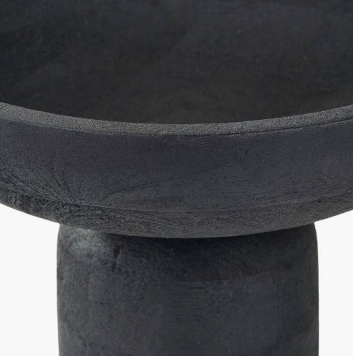 Black Handcarved Mango Wood Bowl with Raised Base