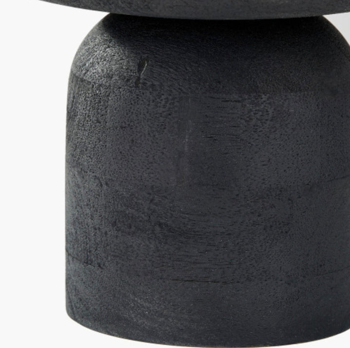 Black Handcarved Mango Wood Bowl with Raised Base