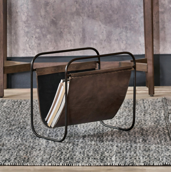 Eliseo Peppercorn Leather Magazine Rack