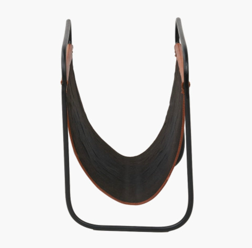 Eliseo Vintage Brown Leather Magazine Rack