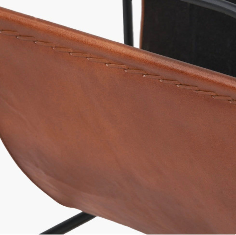 Eliseo Vintage Brown Leather Magazine Rack