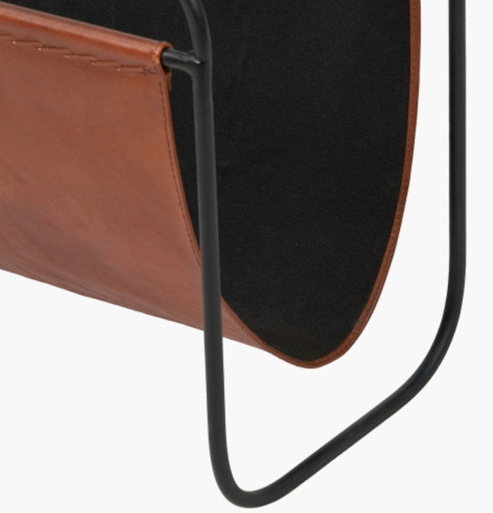 Eliseo Vintage Brown Leather Magazine Rack