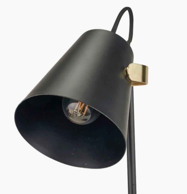 Theia Black and Brushed Brass Task Table Lamp