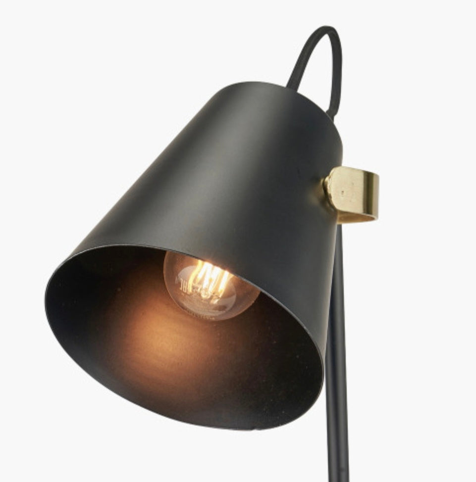 Theia Black and Brushed Brass Task Table Lamp