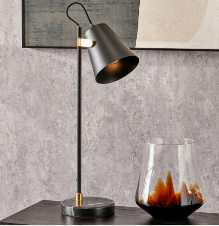 Theia Black and Brushed Brass Task Table Lamp