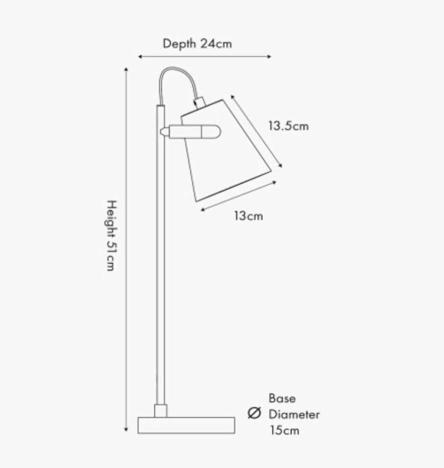 Theia Black and Brushed Brass Task Table Lamp