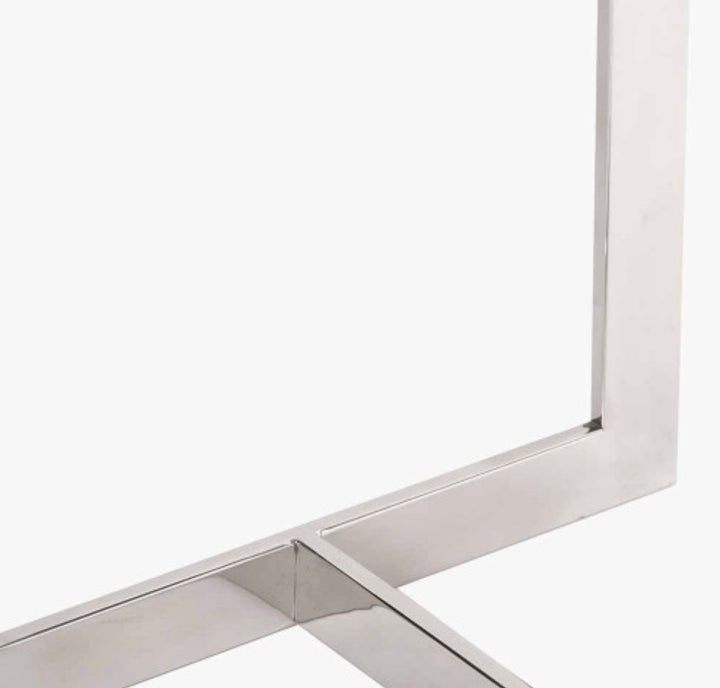 Evelyn Natural Antique Finish Mango Wood and Silver Metal Console Table