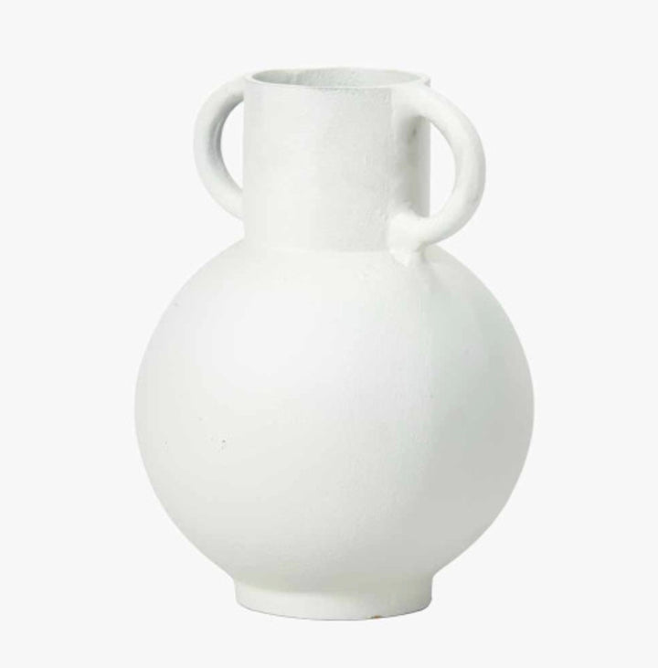 White Metal Vase with Handles