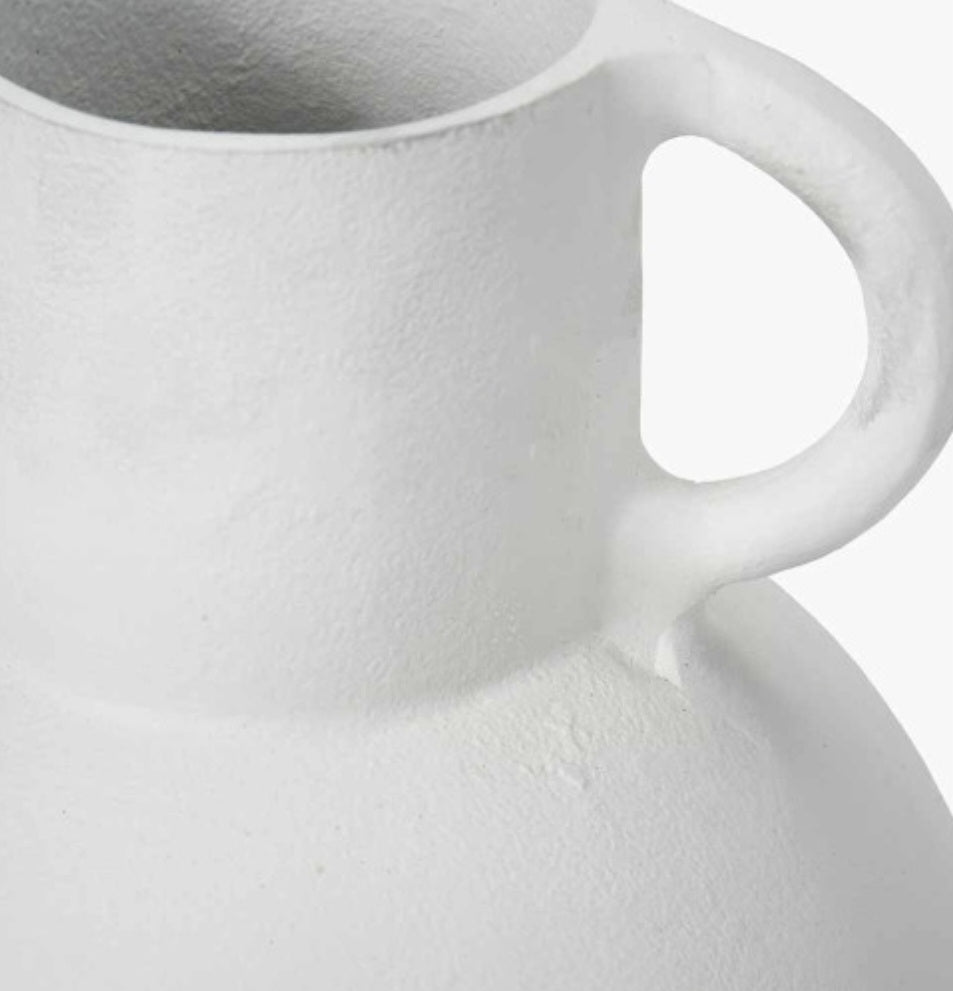 White Metal Vase with Handles