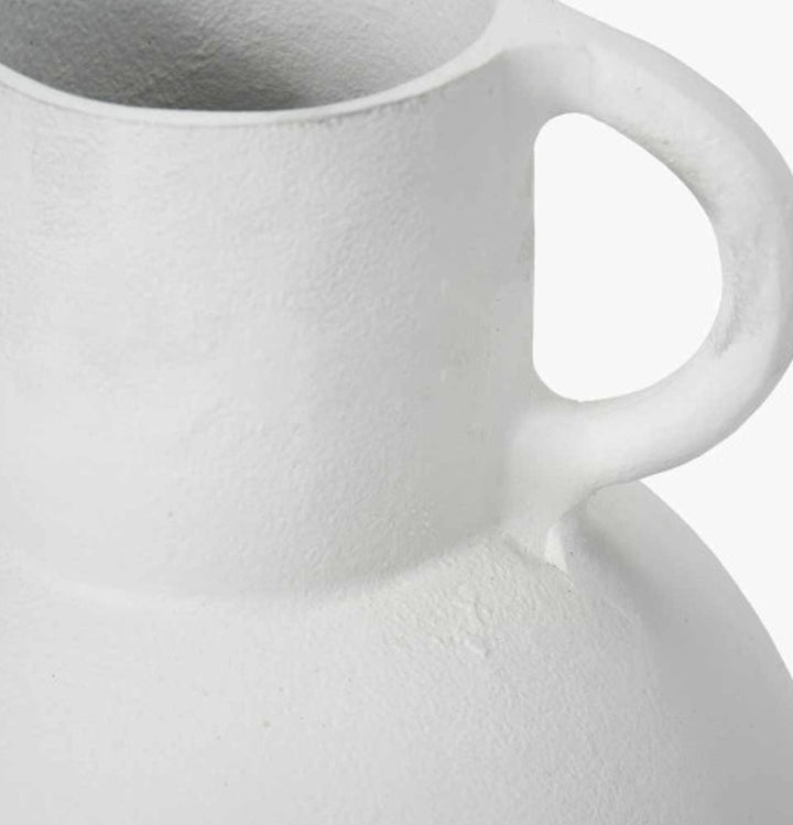 White Metal Vase with Handles