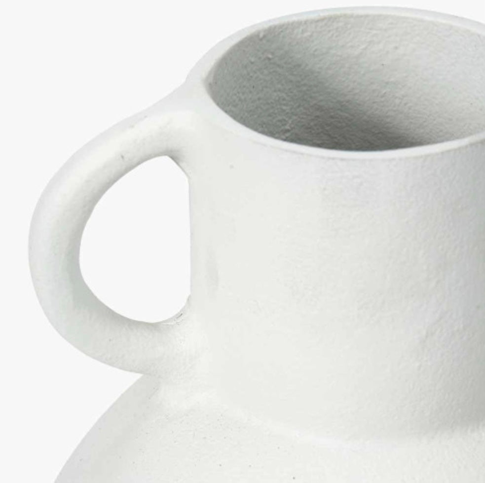 White Metal Vase with Handles