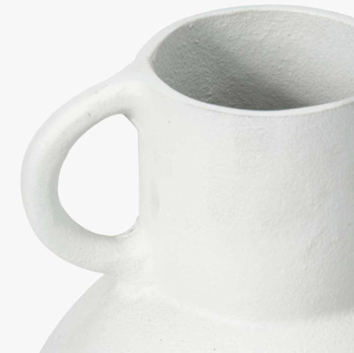White Metal Vase with Handles