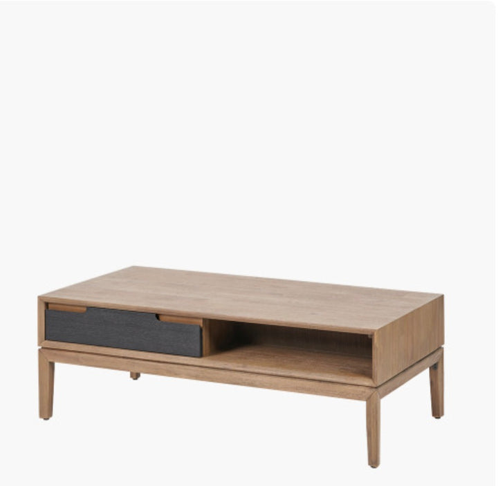 Gio Black and Natural Acacia Wood 2 Drawer Coffee Table