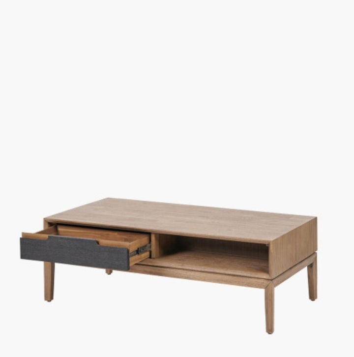 Gio Black and Natural Acacia Wood 2 Drawer Coffee Table