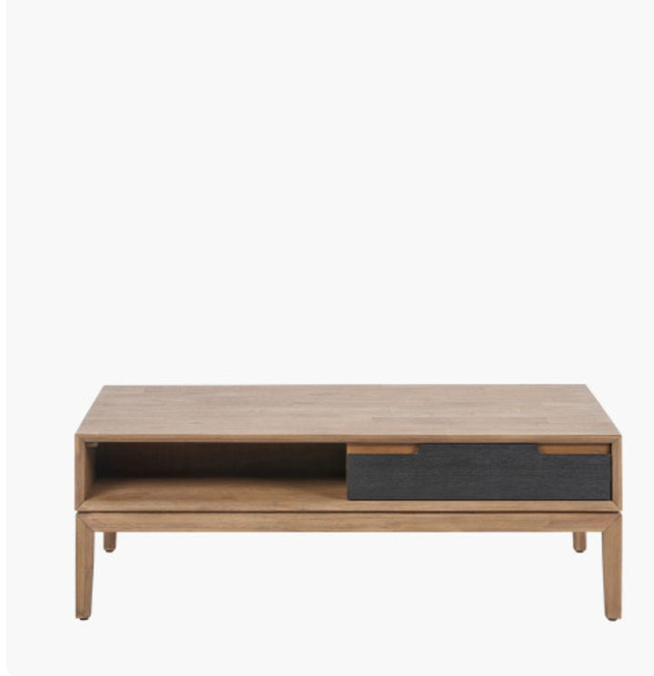 Gio Black and Natural Acacia Wood 2 Drawer Coffee Table