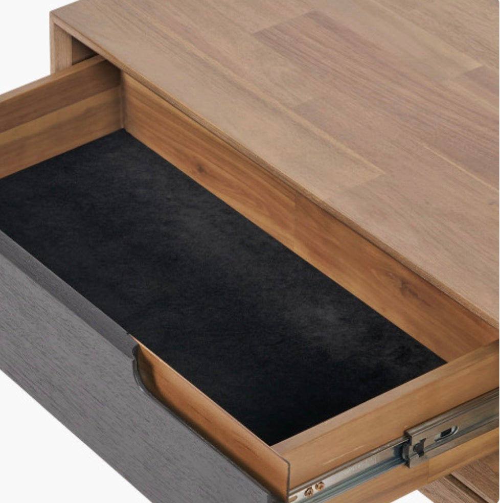 Gio Black and Natural Acacia Wood 2 Drawer Coffee Table