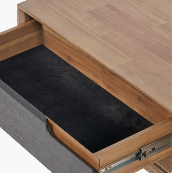 Gio Black and Natural Acacia Wood 2 Drawer Coffee Table