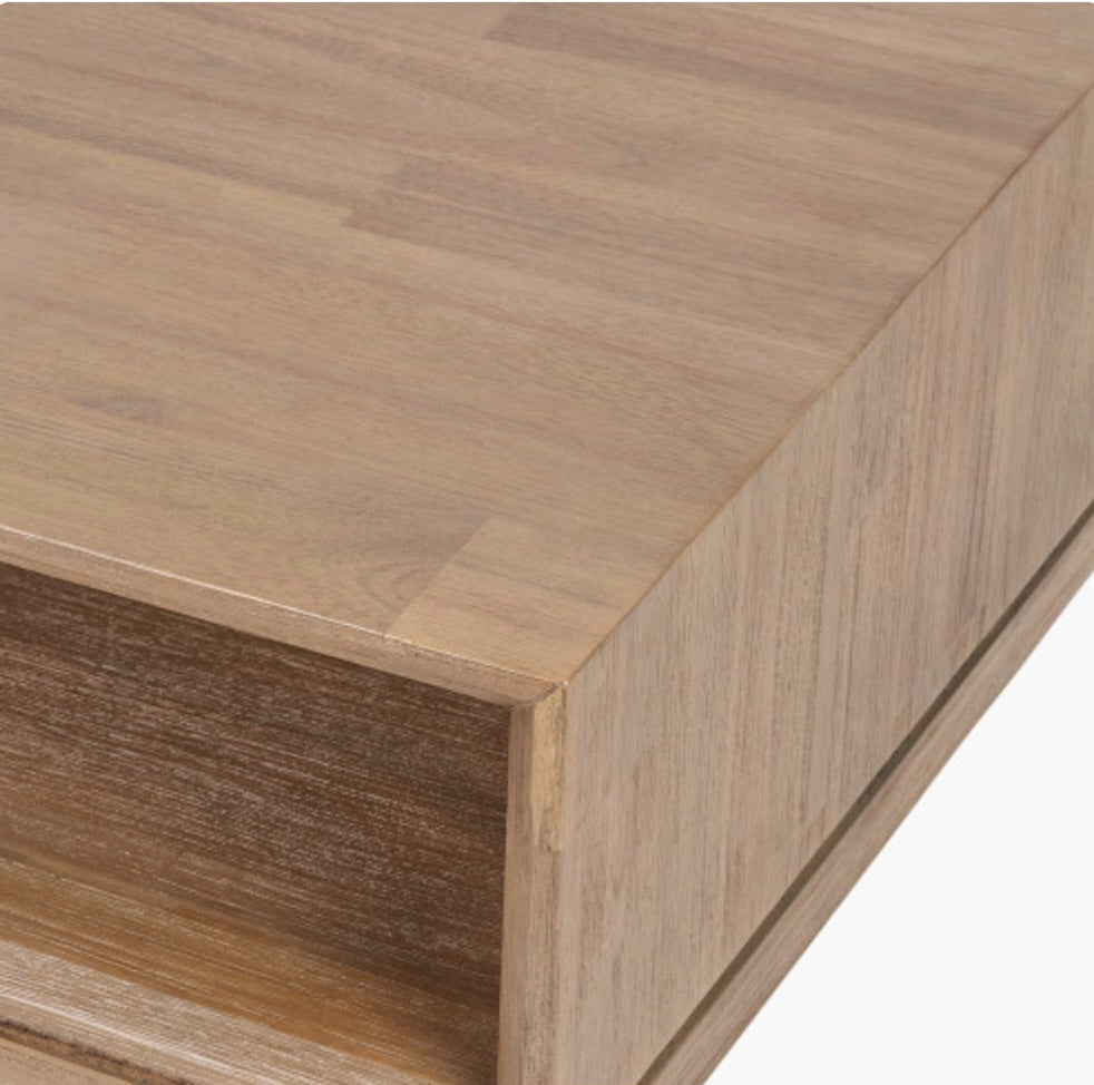 Gio Black and Natural Acacia Wood 2 Drawer Coffee Table