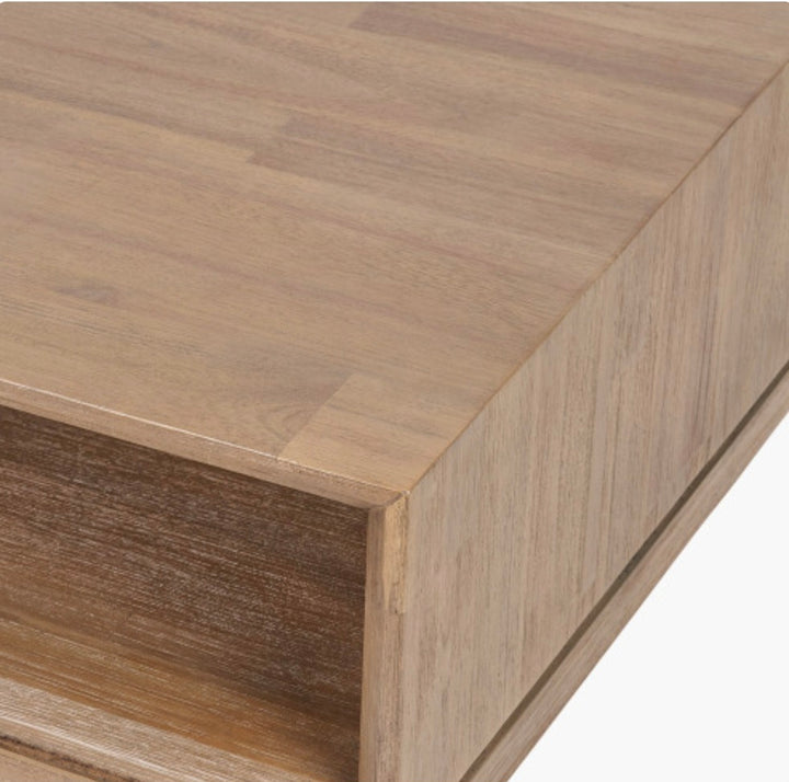 Gio Black and Natural Acacia Wood 2 Drawer Coffee Table
