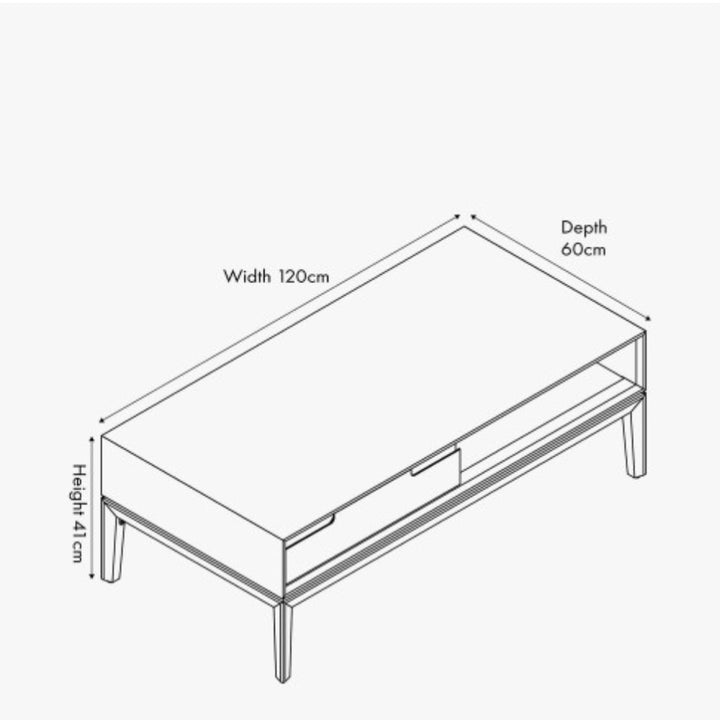Gio Black and Natural Acacia Wood 2 Drawer Coffee Table