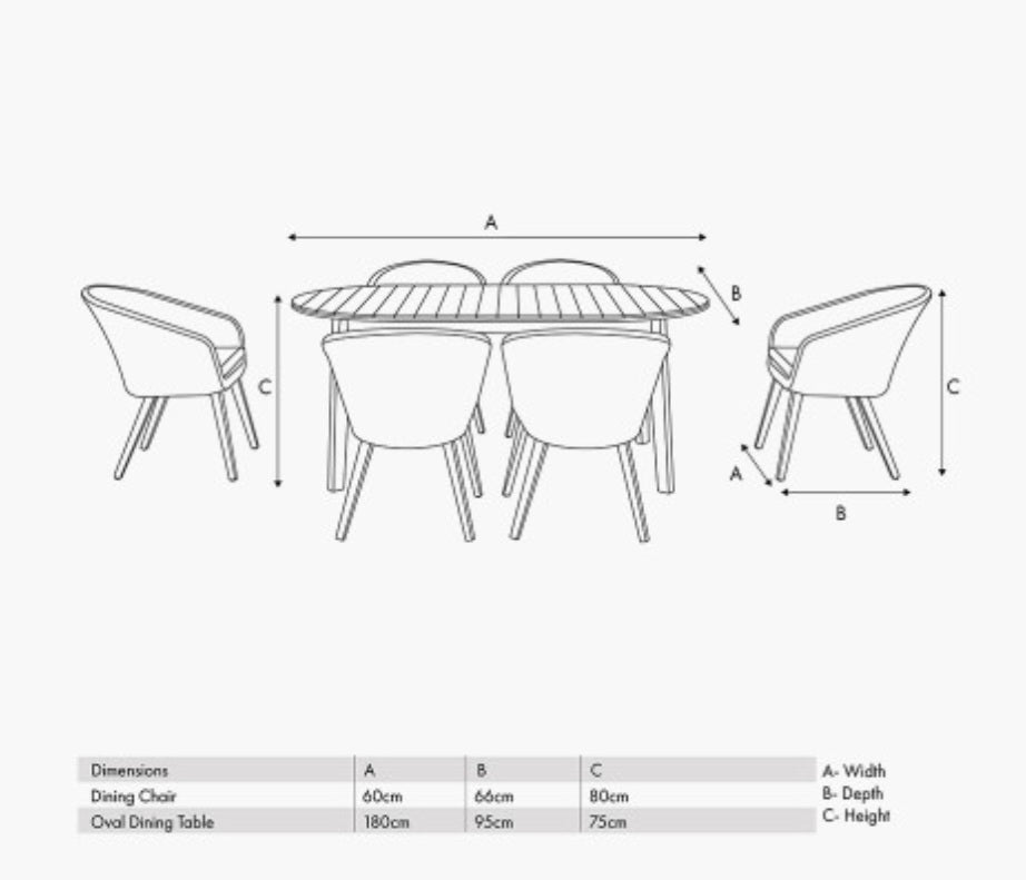 Cabon Outdoor 6 Seater Dining Set