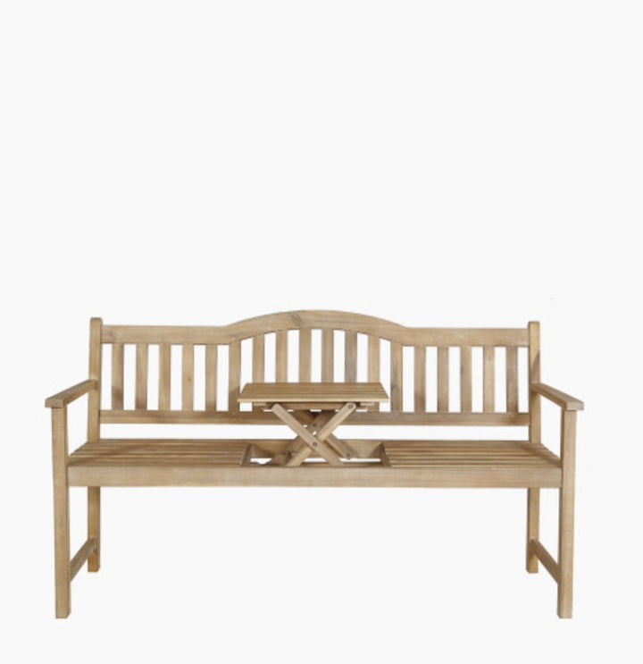 Richmond Light Teak Outdoor Bench with Pop Up Table