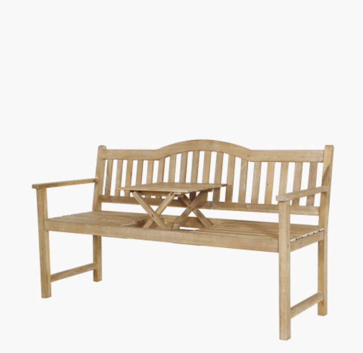 Richmond Light Teak Outdoor Bench with Pop Up Table
