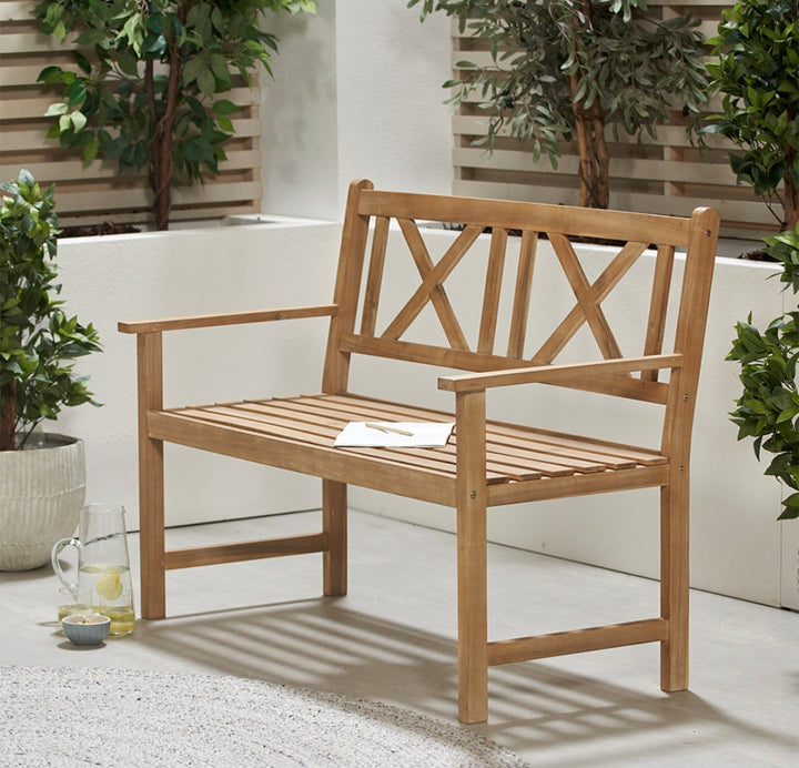 Cambridge Light Teak Outdoor 2 Seater Bench