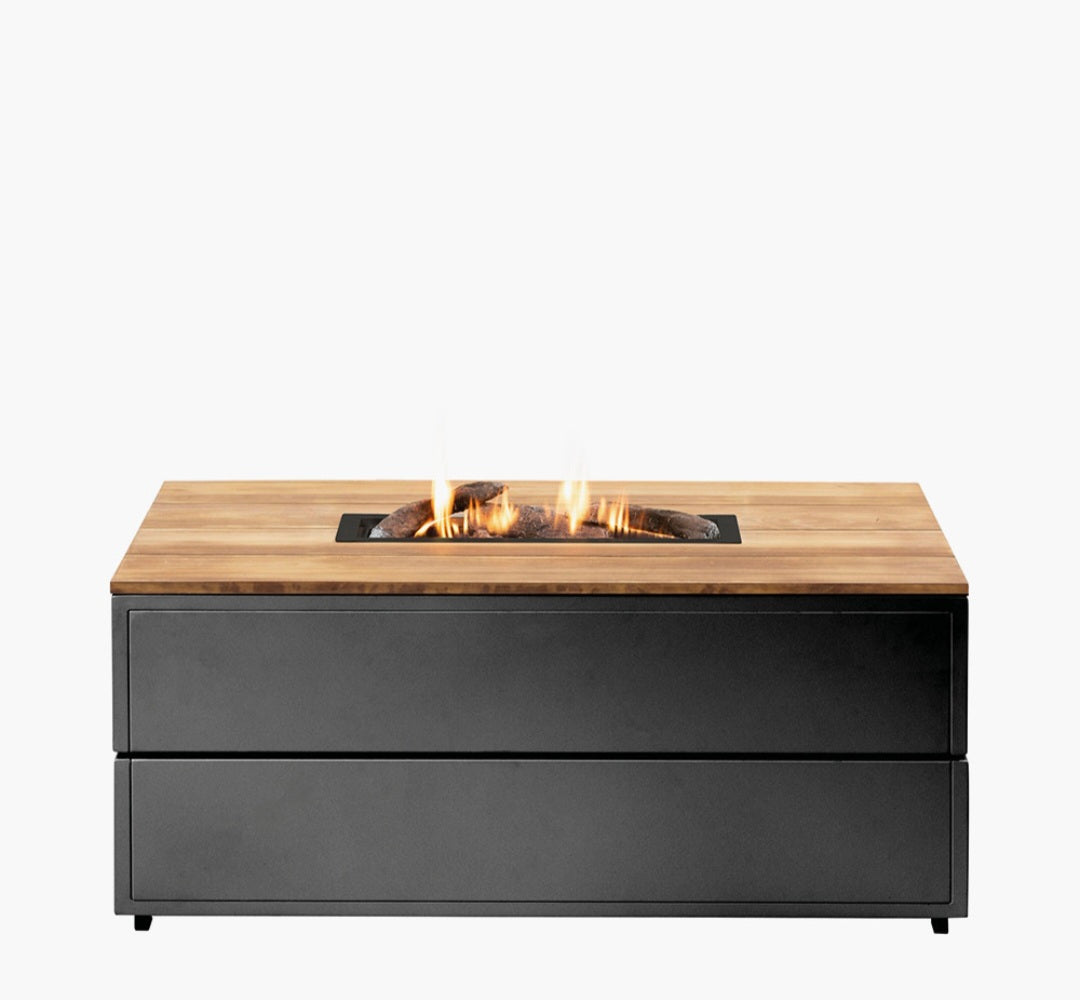Cosipure 120 Black and Teak Rectangular Fire Pit