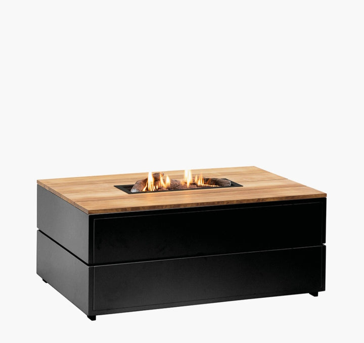 Cosipure 120 Black and Teak Rectangular Fire Pit
