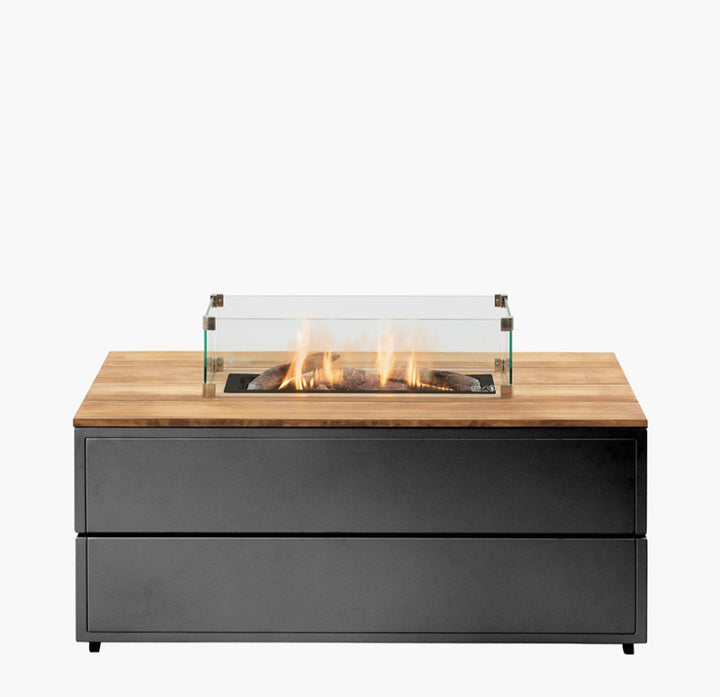Cosipure 120 Black and Teak Rectangular Fire Pit