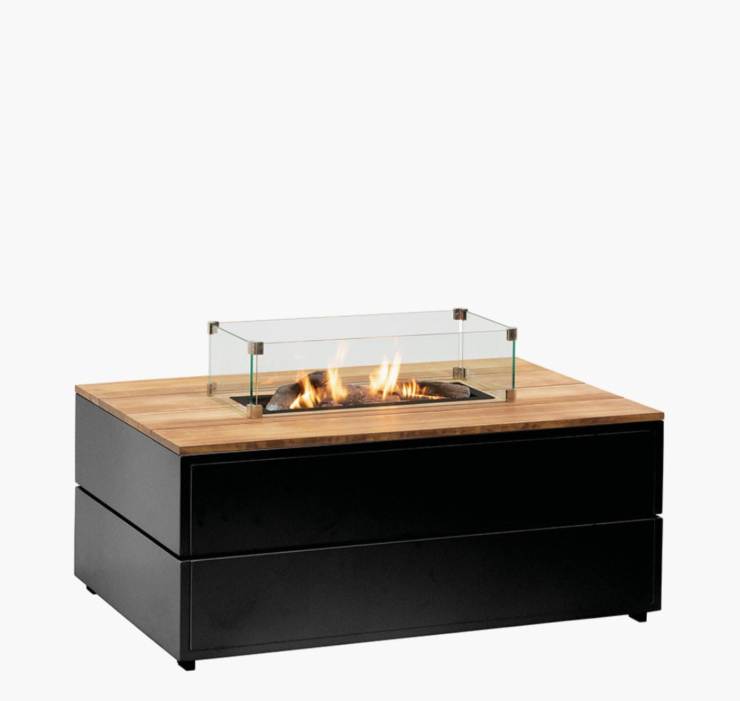 Cosipure 120 Black and Teak Rectangular Fire Pit