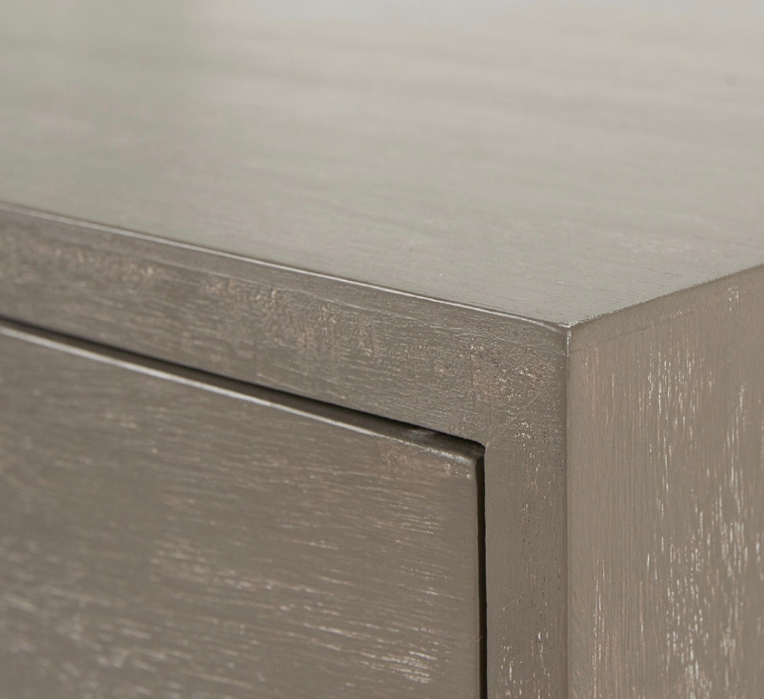 Ambroso Grey Wash Mango Wood and Silver Metal 2 Drawer Dressing Table