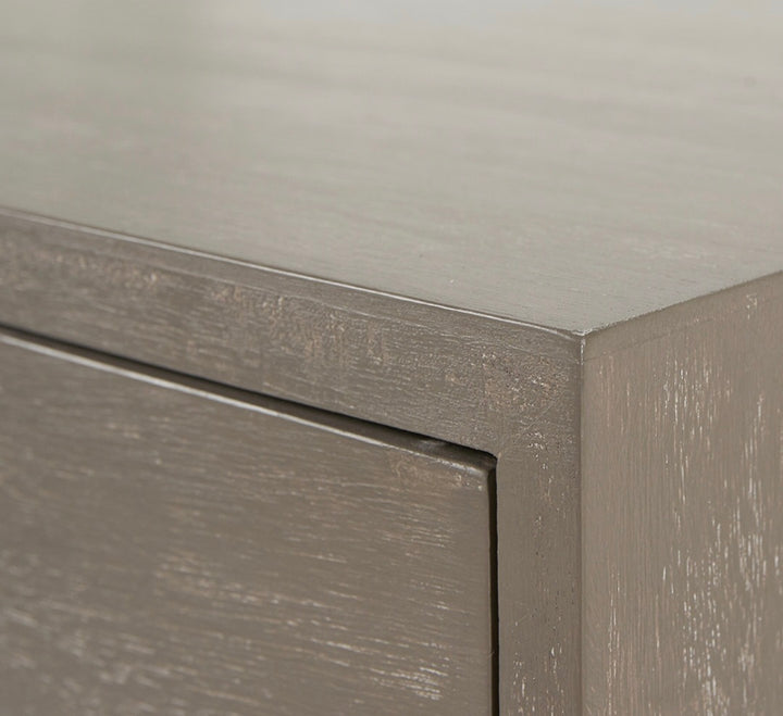 Ambroso Grey Wash Mango Wood and Silver Metal 2 Drawer Dressing Table