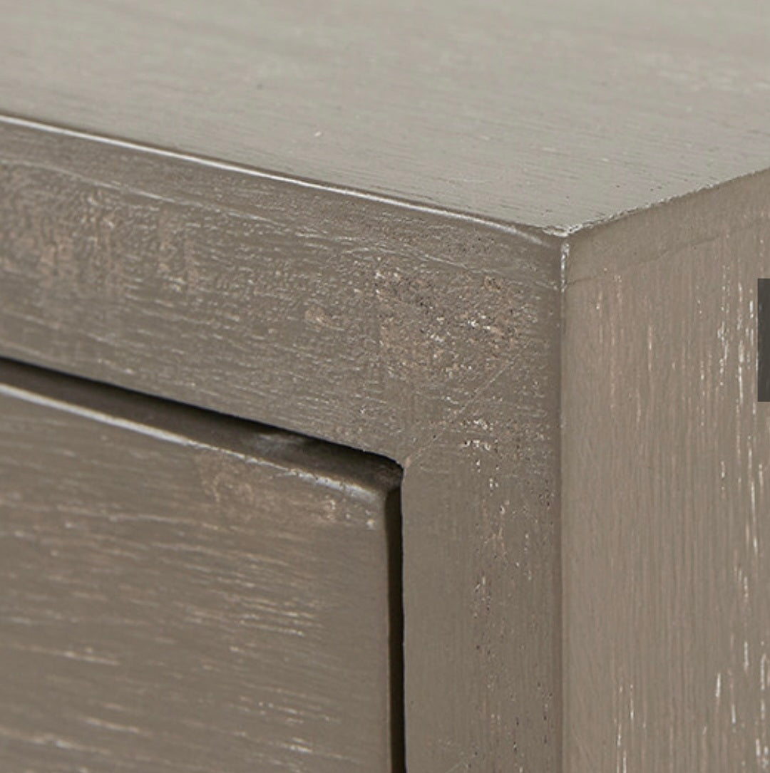 Ambroso Grey Wash Mango Wood and Silver Metal 2 Drawer Dressing Table