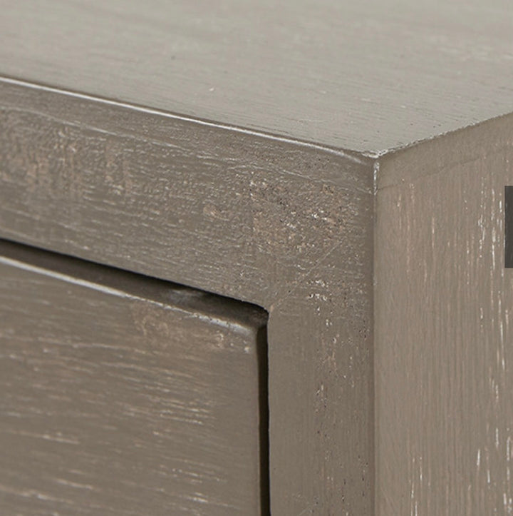 Ambroso Grey Wash Mango Wood and Silver Metal 2 Drawer Dressing Table