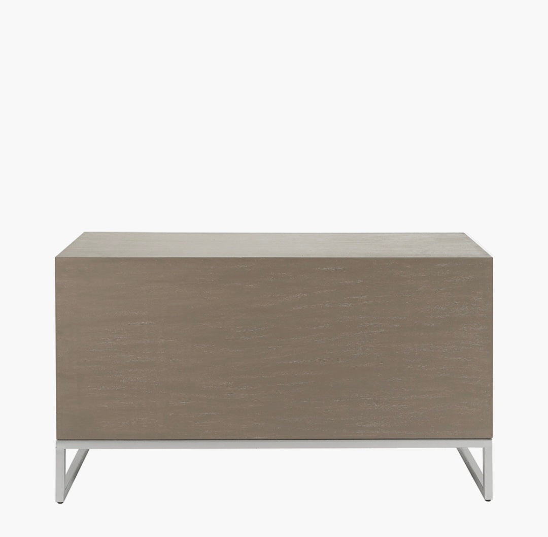 Ambroso Grey Wash Mango Wood and Silver Metal 6 Drawer Unit