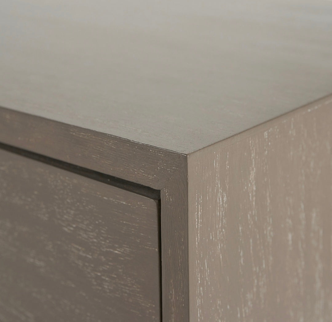 Ambroso Grey Wash Mango Wood and Silver Metal 6 Drawer Unit